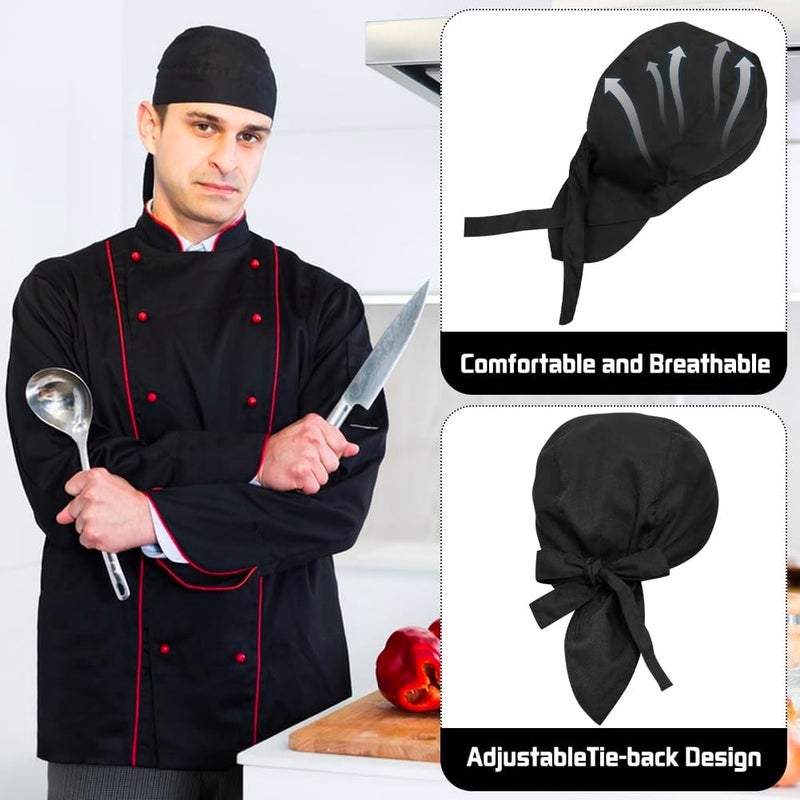 Besforta 4 Pack Adjustable Tie Back Chef Cap - Breathable Cooking Kitchen Hat for Women & Men - Image 2